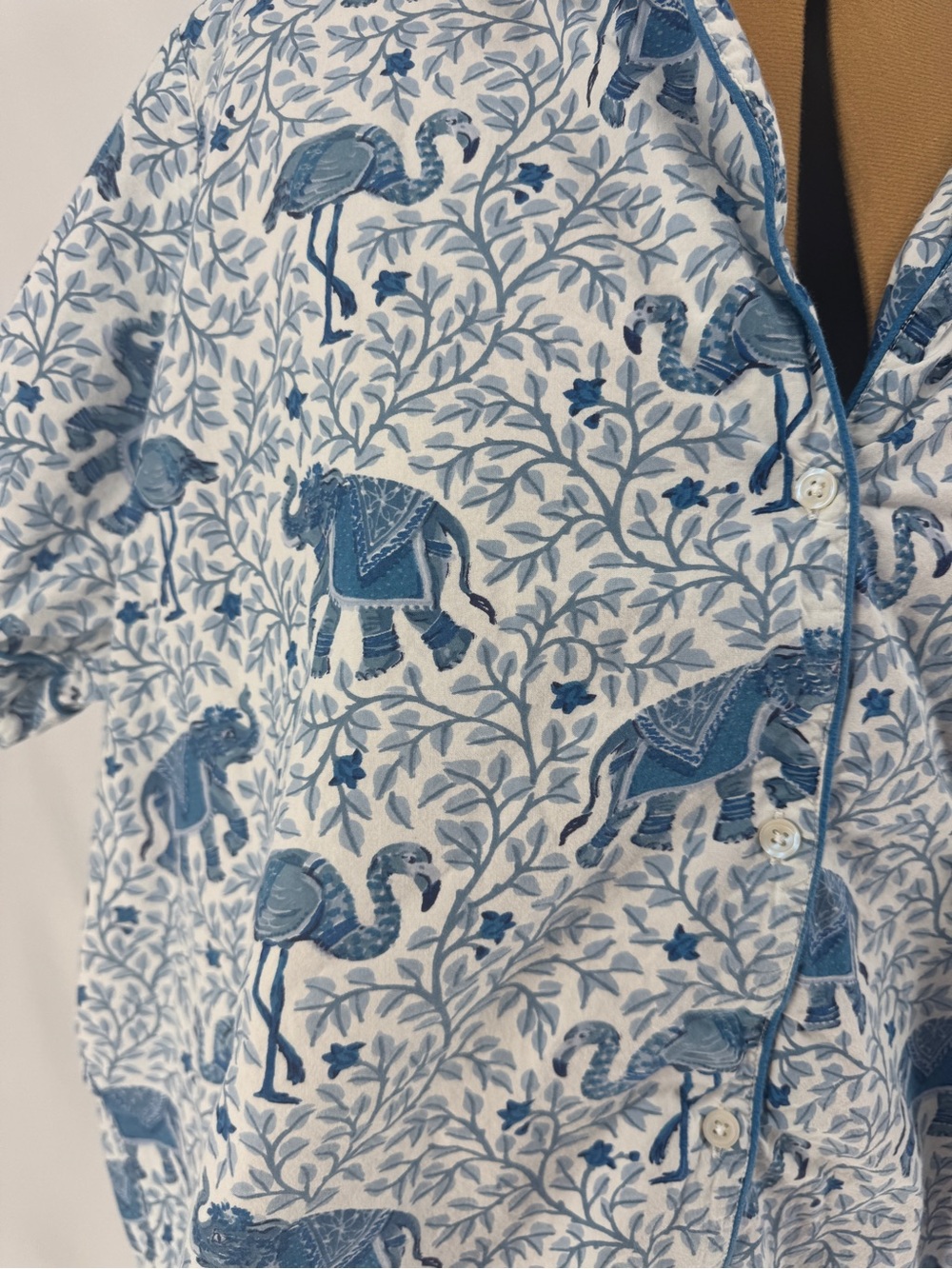 Printfresh Blue & White Printed Short-Sleeve Pajama Top 0060 - Picture 2 of 4